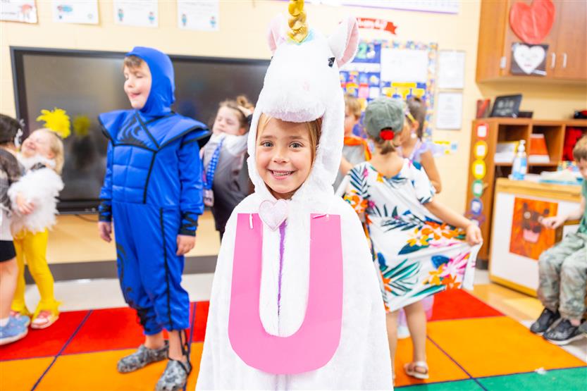 Students dress up in alphabet-themed costumes